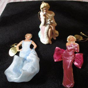 Lot of Three Marilyn Monroe Christmas Ornaments Bradford